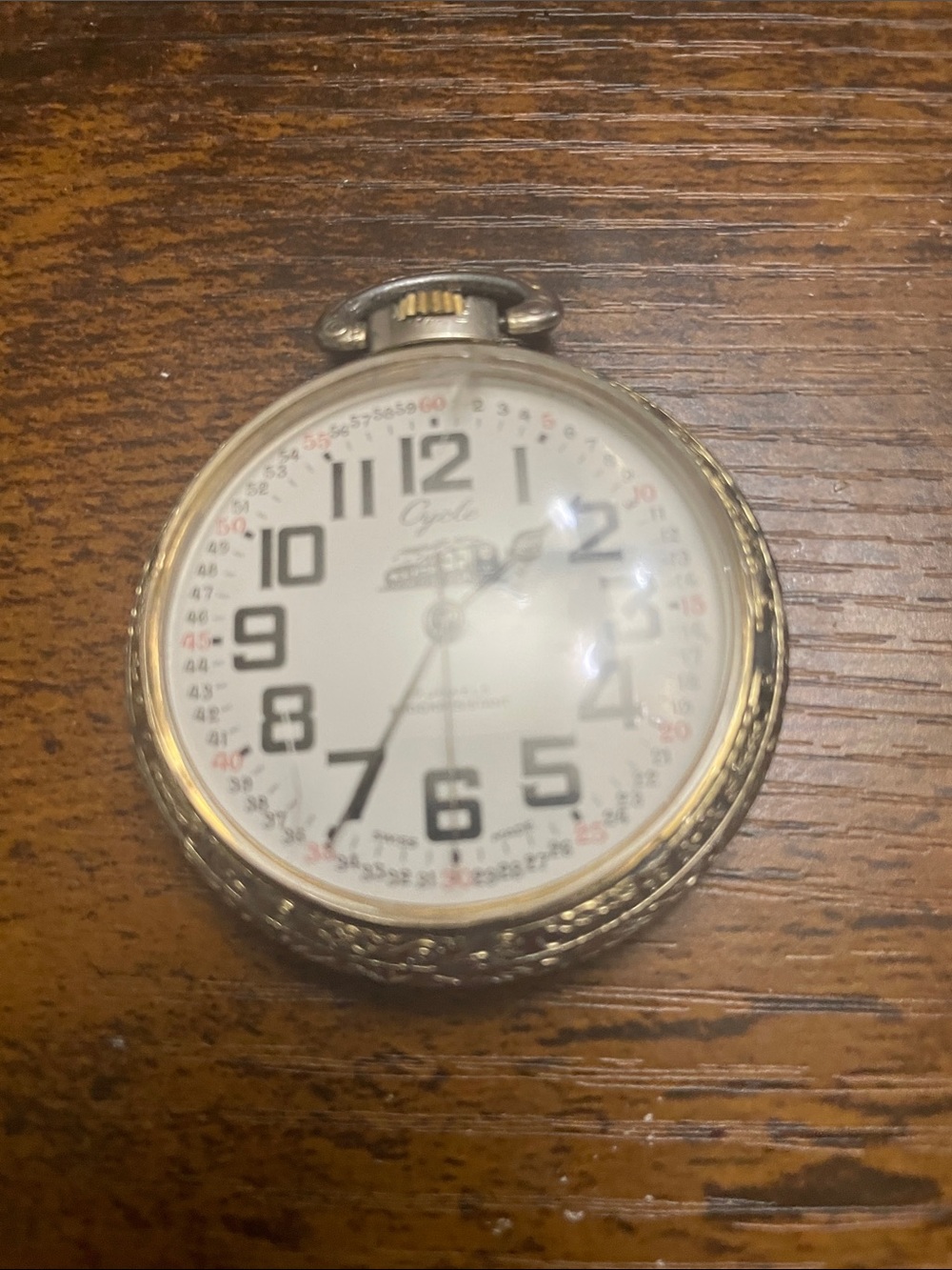 Vintage 17 Jewel railroad watch with train motif